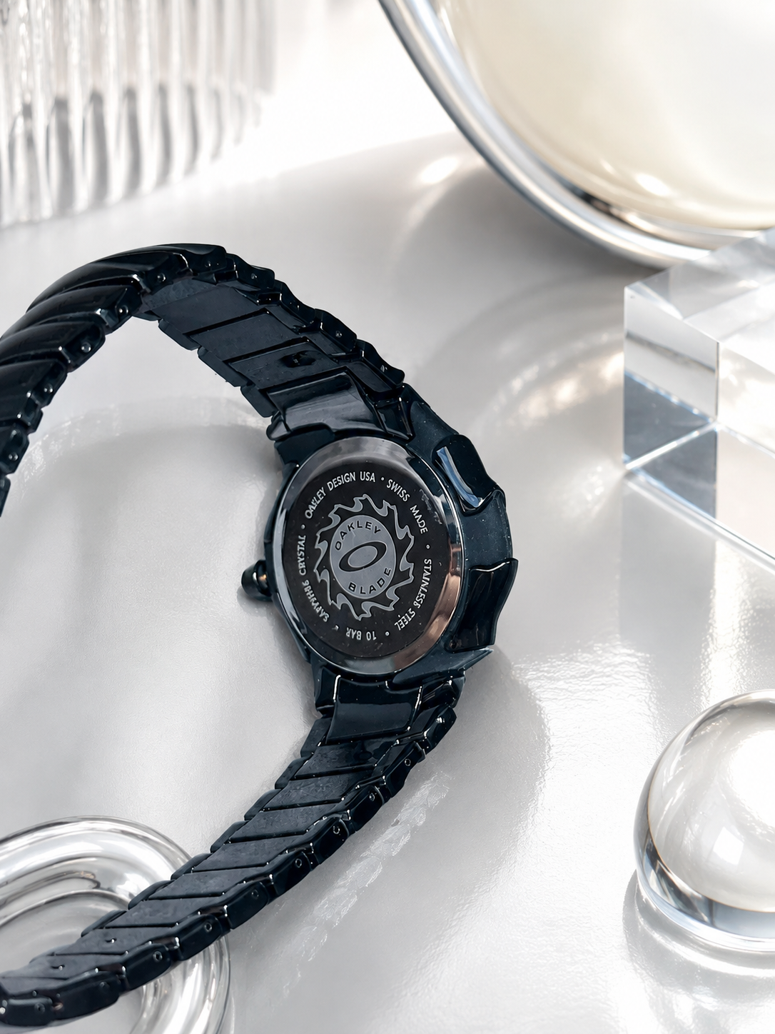 Oakley Blade Yellow Dial Chrome Black Bracelet