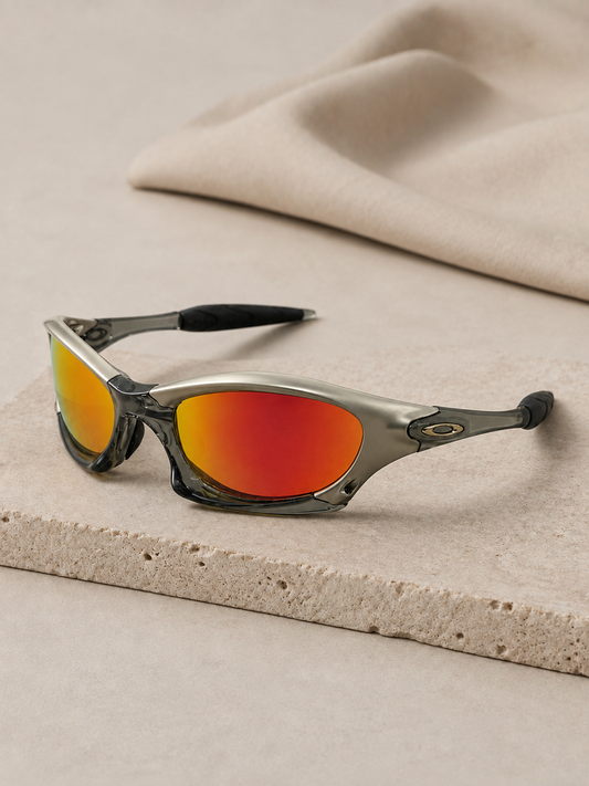 Vintage Oakley Splice Sunglasses - Platinum Frame/ Red Orange Iridium Lens