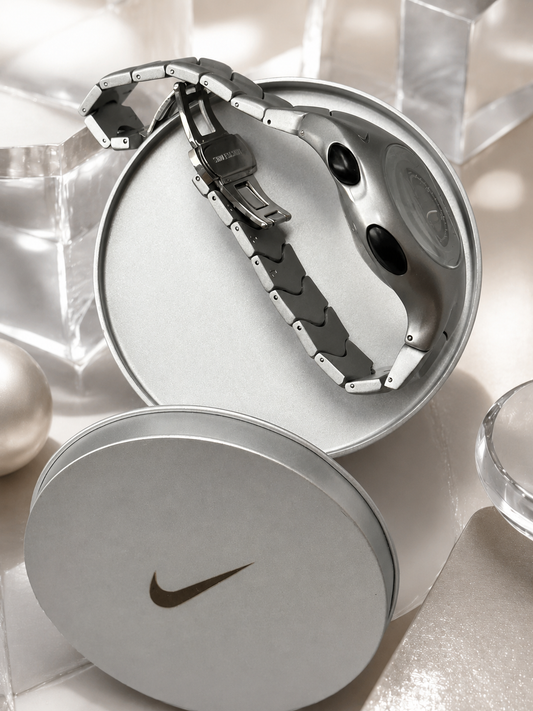 Nike Triax Armored Super Chronograph Silver Dial with Matte Silver Bracelet