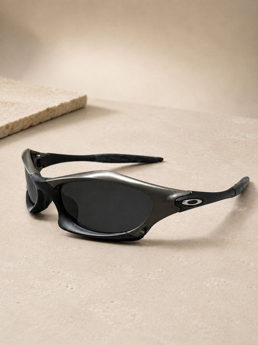 Vintage Oakley Splice Sunglasses — Dark Grey Frame / Black Lens