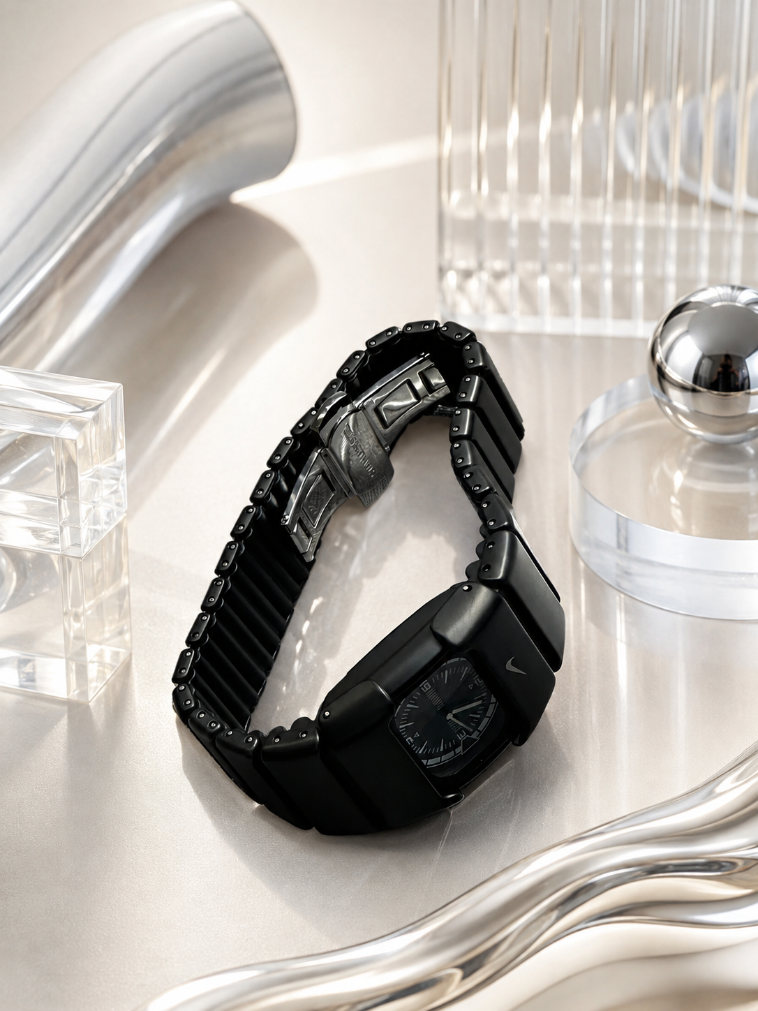 Nike D-Line White Analogue Dial Matte Black Band