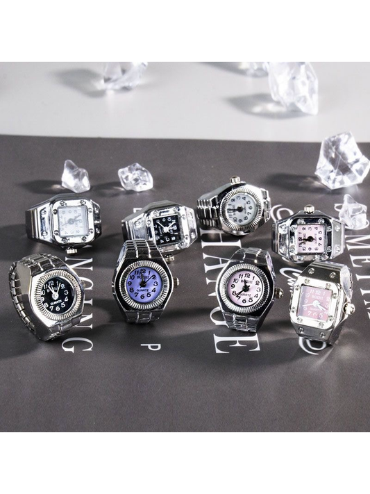 Classic Vintage-Inspired Ring Watch – Adjustable Stainless Steel Finger Watch