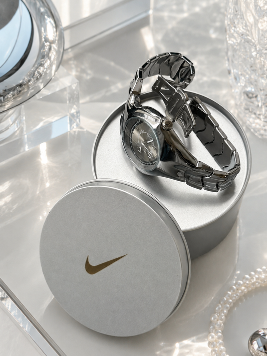 Nike Triax Armored Super Chronograph Silver Dial with Chrome Silver Bracelet