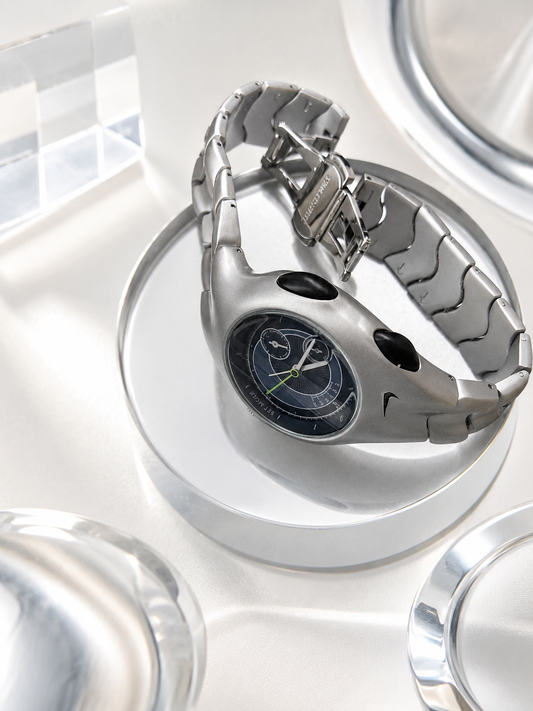 Nike Triax Armored Super Chronograph Blue Dial with Matte Silver Bracelet