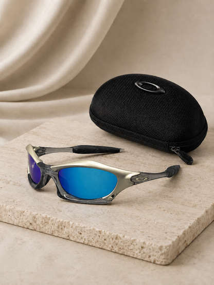 Vintage Oakley Splice Sunglasses - Platinum Frame/ Ice Iridium Lens