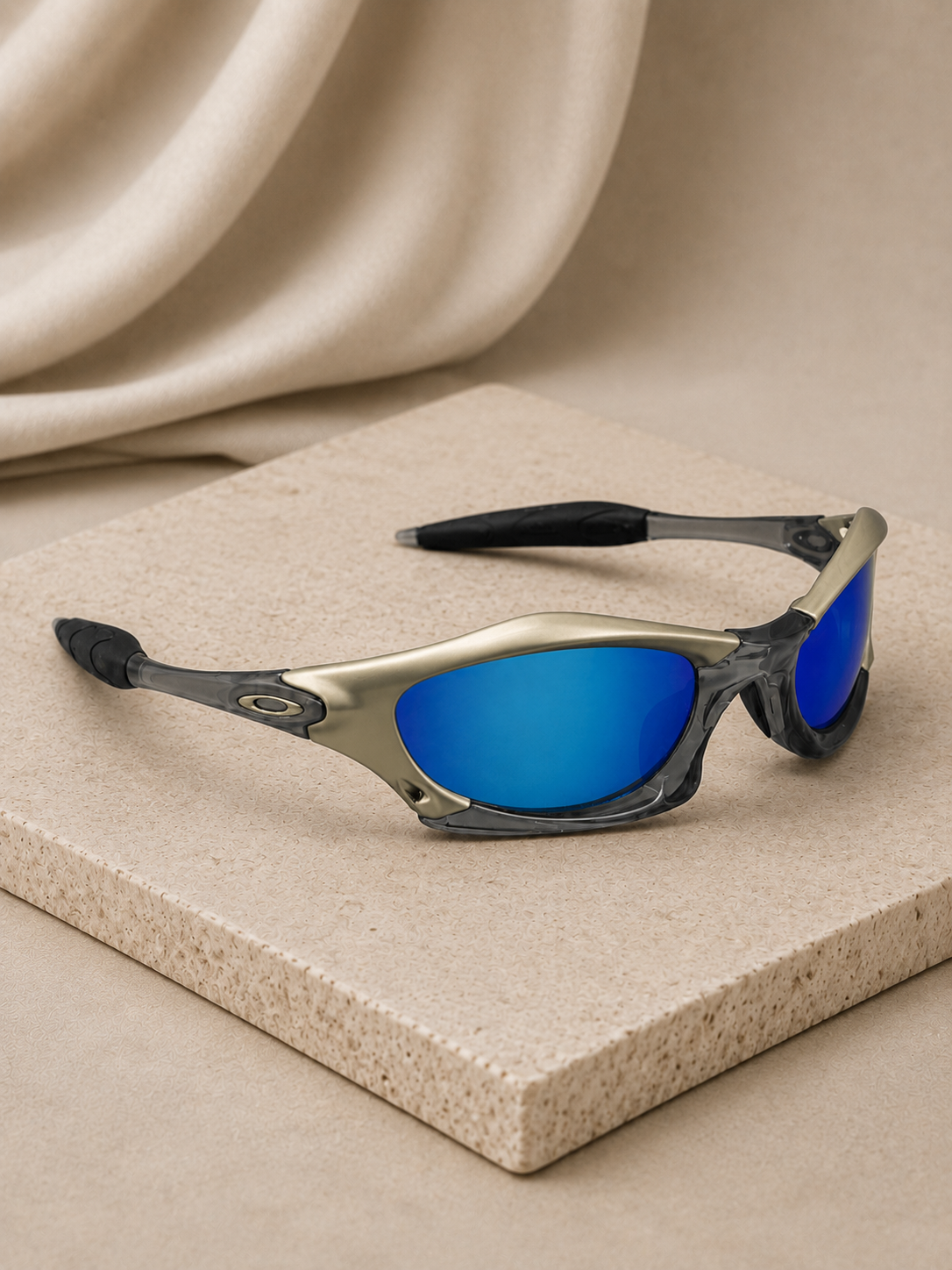 Vintage Oakley Splice Sunglasses - Platinum Frame/ Ice Iridium Lens