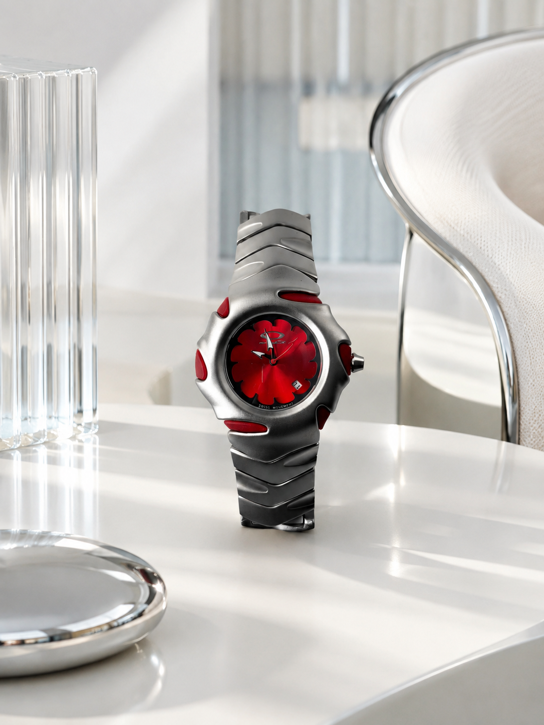 Oakley Blade Red Dial with Matte Silver/ Red Bracelet