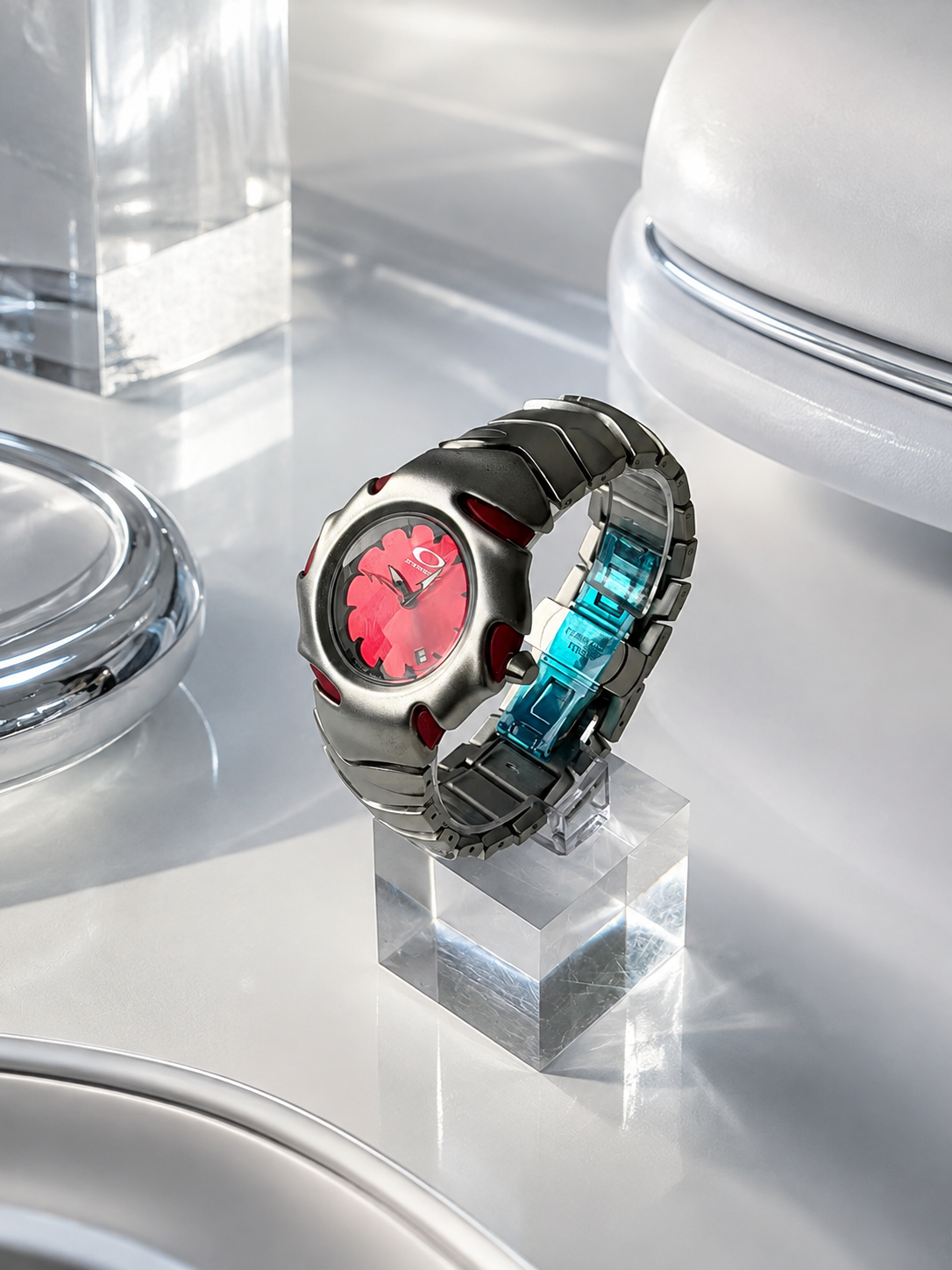 Oakley Blade Red Dial with Matte Silver/ Red Bracelet