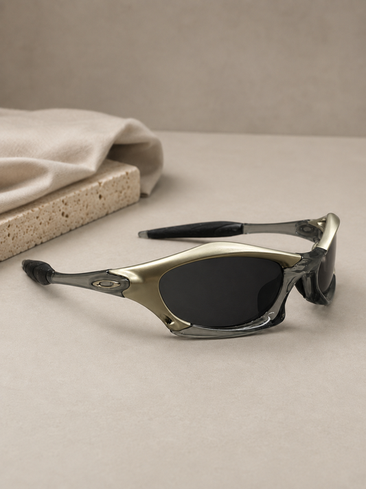 Vintage Oakley Splice Sunglasses — Platinum Frame / Black Lens