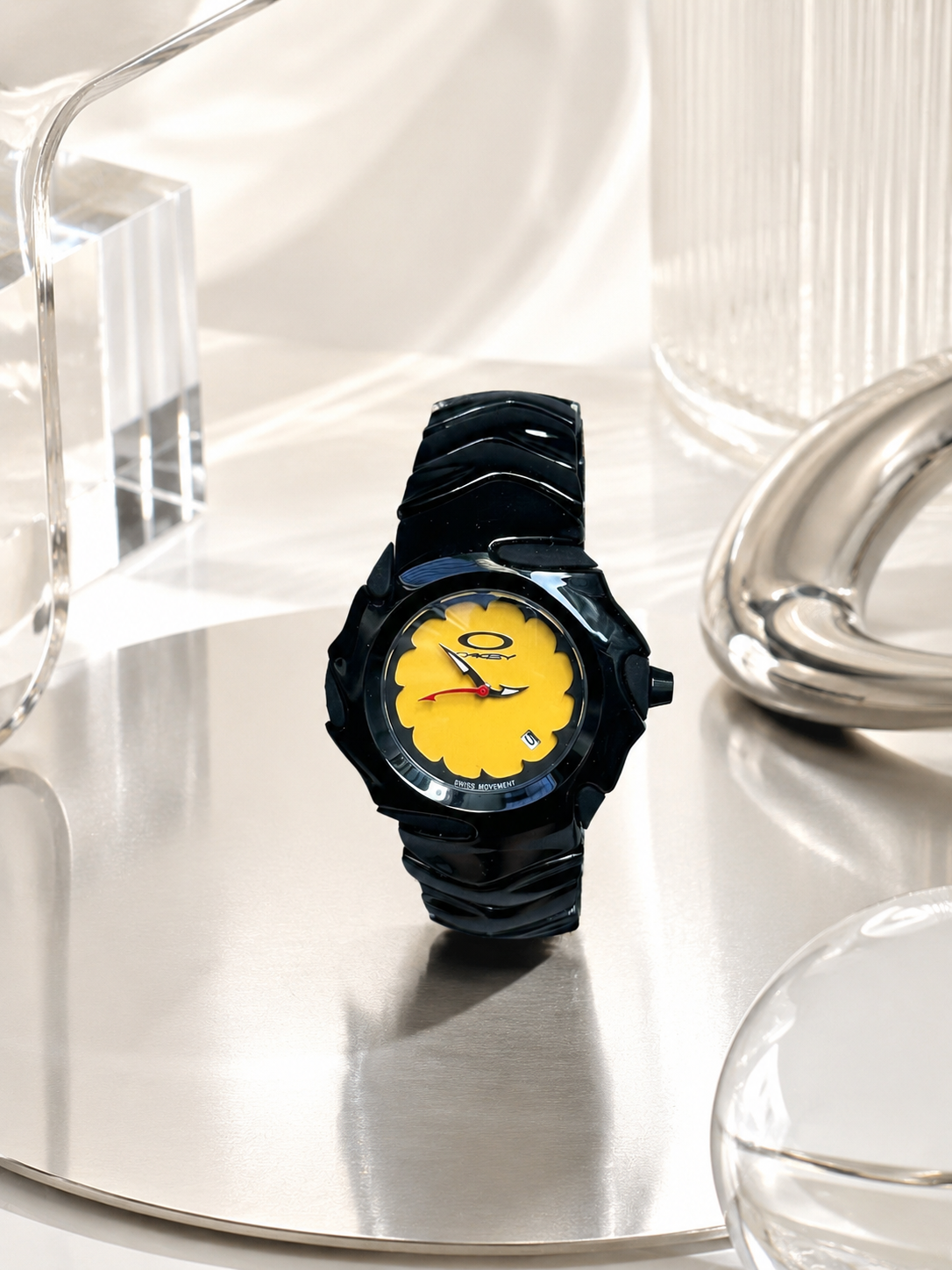 Oakley Blade Yellow Dial Chrome Black Bracelet