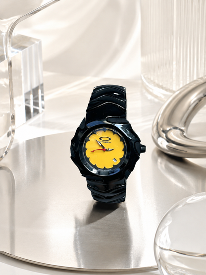Oakley Blade Yellow Dial Chrome Black Bracelet
