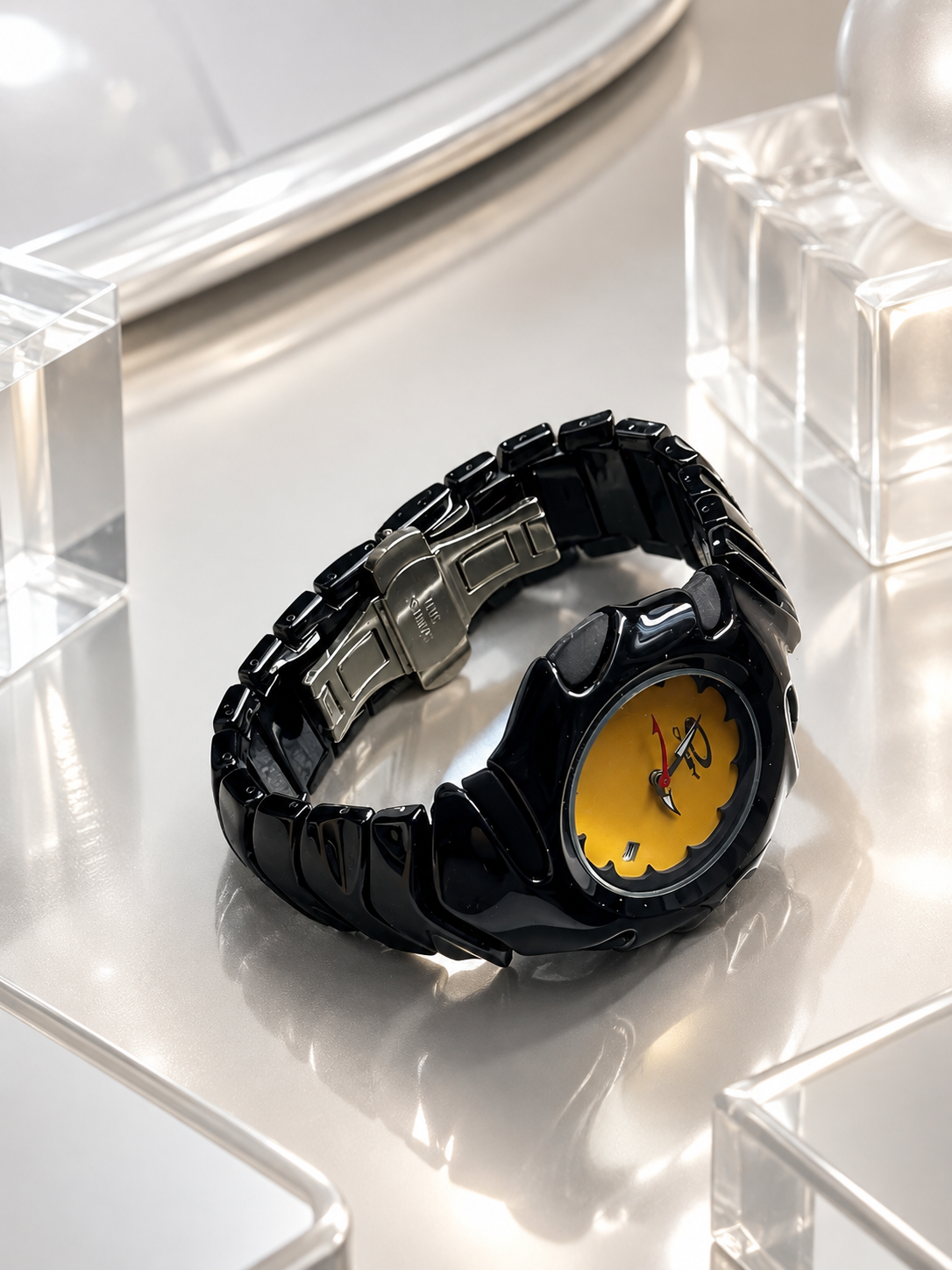 Oakley Blade Yellow Dial Chrome Black Bracelet